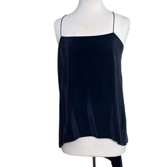 Theory Vanissa Summer Silk Wrap Top Criss Cross Back in Navy Blue Women’s Large - Picture 6 of 11